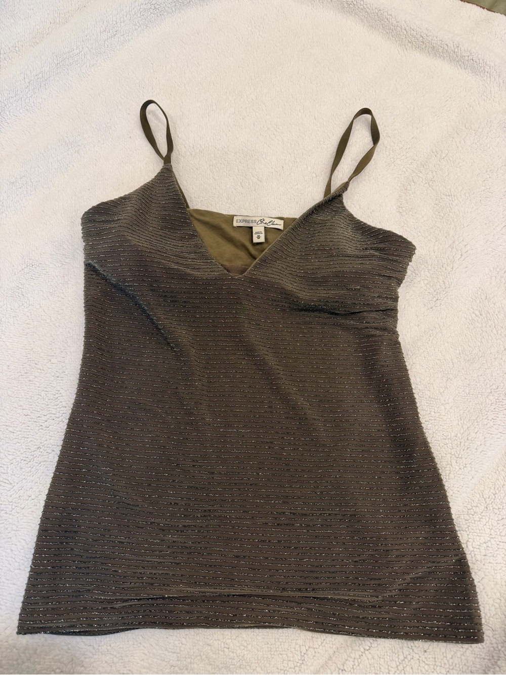 Express Olive Metallic V-Neck Camisole